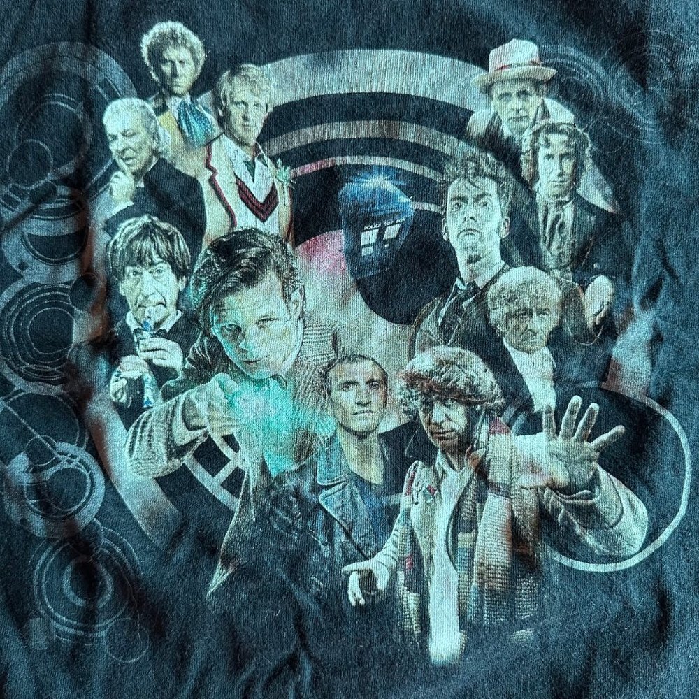 Doctor Who Graphic Tee 2015 Cast Black T-shirt Size L